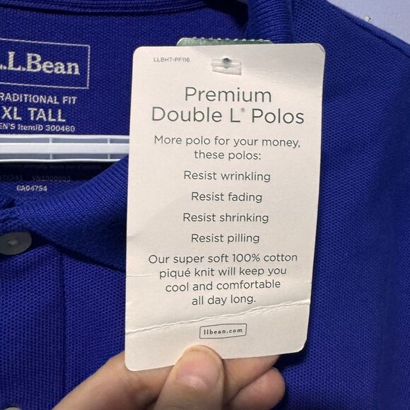 LL. Bean men's blue XL Tall polo new with tag‎ long sleeve - Picture 6 of 6